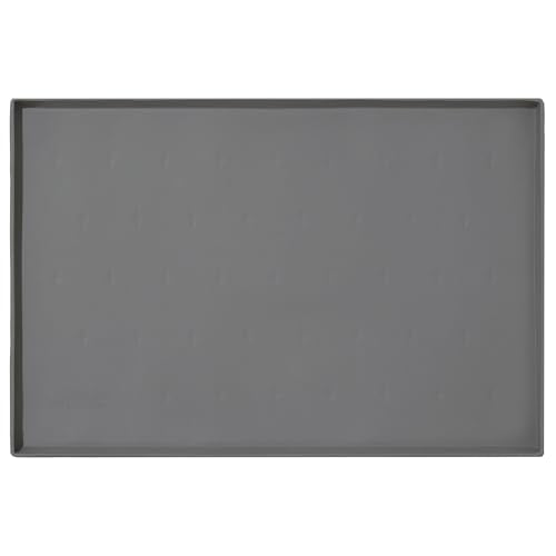 Dog Food Mat Waterproof Silicone Pet Feeding Mat with Raised Edges for Dogs & Cats (Crate / Grey)