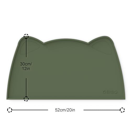 Cat Food Mat Silicone Pet Feeding Mat (20"L x 12"W / Camouflage Green)