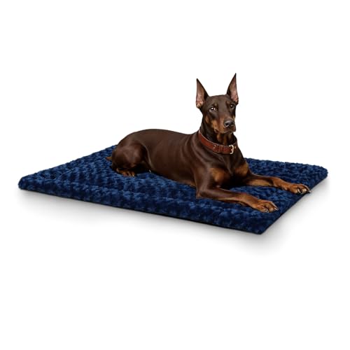 Washable Dog Bed Mat Large Size Fluffy Pet Crate Pad 48x30 XXL (Blue / 48.00" x 30.00" x 1.50")