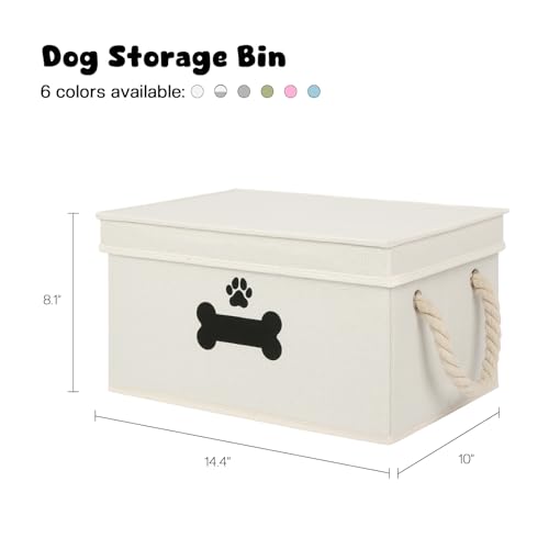 Dog Toy Basket with Lid (Beige / Medium)