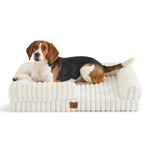 Faux Fur Orthopedic Dog Bolster Bed (Rectangular Cream / L(35*28*7))
