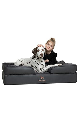 XL Dog Bed 45x35x11 Inch (Vegan Leather - Charcoal / X-Large)