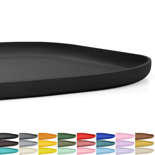 Waterproof Silicone Pet Food Mat with Raised Edge for Dog & Cat (Black / 12"L x 12"W)