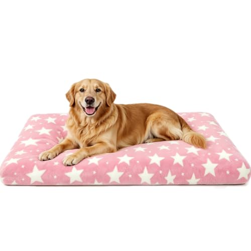 Orthopedic Dog Bed for Large Dogs (L(35"*23"*3.1") / Big&Little Stars Pink-1pc)