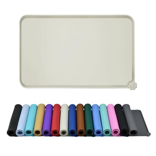 Silicone Pet Feeding Mat (Beige / 24" x 16")