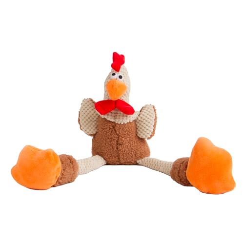 Checkers Skinny Rooster Tough Plush Toy with Chew Guard Technology (Skinny Rooster (Brown) / Large)