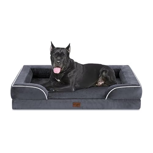 Waterproof Orthopedic Dog Beds for Extra Large Dog (53.0"L x 42.0"W x 8.5"Th / Dark Grey)