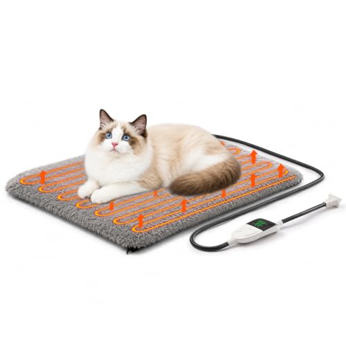 Smart Heated Cat Bed Cave Pet House Cushion Indoor Cats & Small Dogs (Gray S)
