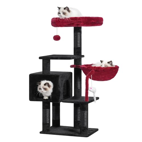 Cat Tree with Toy (43.3 inch / Black and Red)