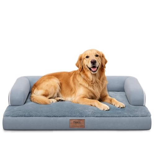 Orthopedic Washable Dog Bed with Bolster for Medium to Large Dogs (36.0"L x 27.0"W x 7.0"Th / Grey)