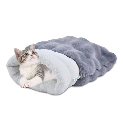 3 in 1 Semi Enclosed Self Warming Burrow Cat Bed Sleeping Cave (Style- Gray)