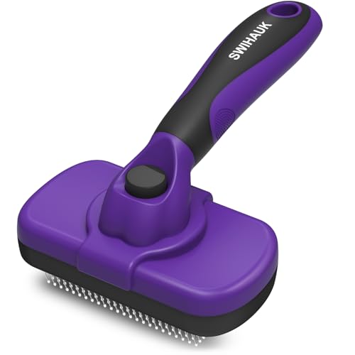Self Cleaning Slicker Brush for Dogs & Cats (Purple)