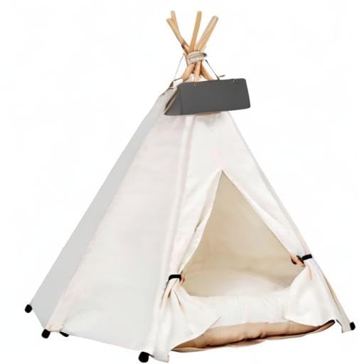 Pet Teepee Dog & Puppy Cat Tents Tipi Bed Portable Houses (M:Size fits 9kg/20lbs (pets))