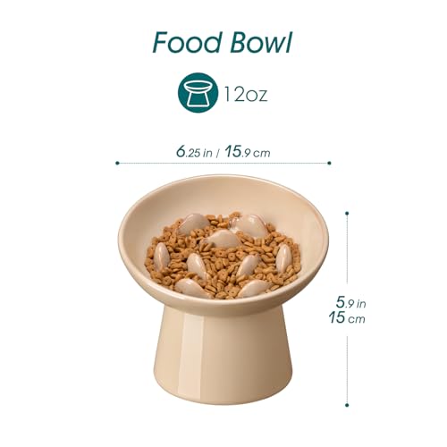 Ceramic Slow Feeder Cat Bowl (Brown)