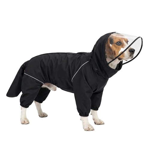 Dog Raincoat for Medium Large Dogs (Black for Girl / X-Small)