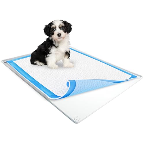 Dog Pee Pad Holder Tray Fits for 28” x 34” Pee Pads (34 x 28 Inches / White)