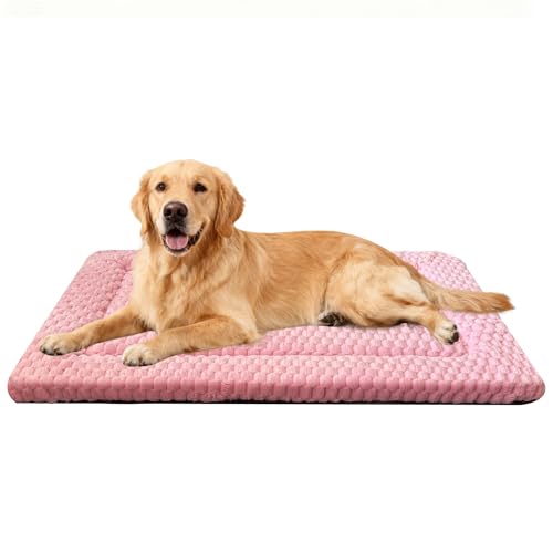Dog Bed Mat Soft & Comfortable Dog Kennel Pad for Crate (L(35"*23"*1.5") / Pink-1pc)