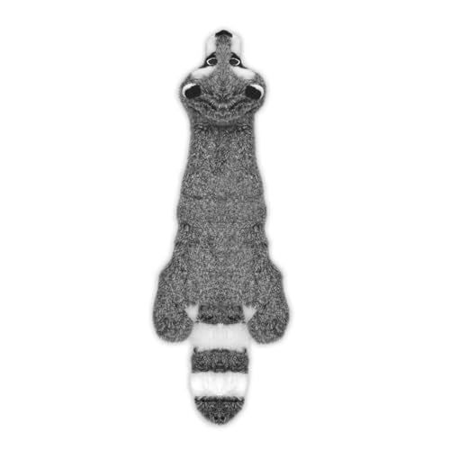 2-in-1 Stuffless Squeaky Dog Toy - Raccoon, Small (Grey/Raccoon / Small)