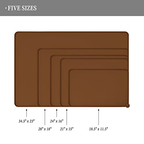 Silicone Pet Feeding Mat (Brown / 24" x 16")