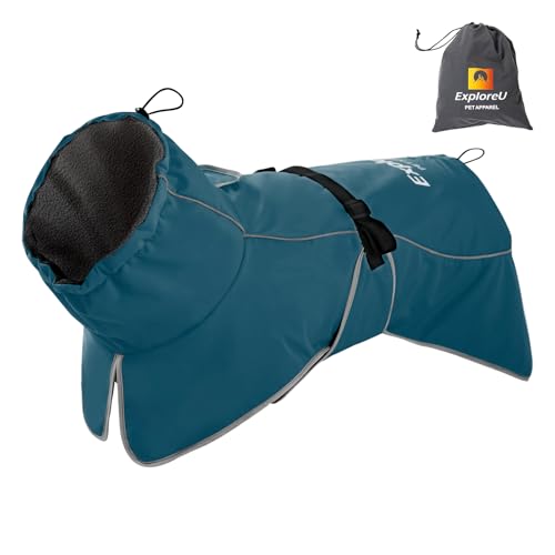 Dog Raincoat Adjustable Dog Rain Jacket Poncho with Leash Hole (Blue / L:44-57 lbs)