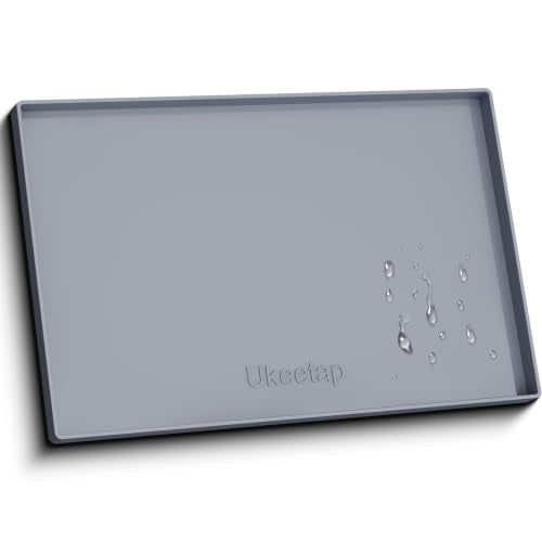 19" x 31" Extra Thick Silicone Mat Waterproof with Raised Edge (Gray / 19"L x 31"W)