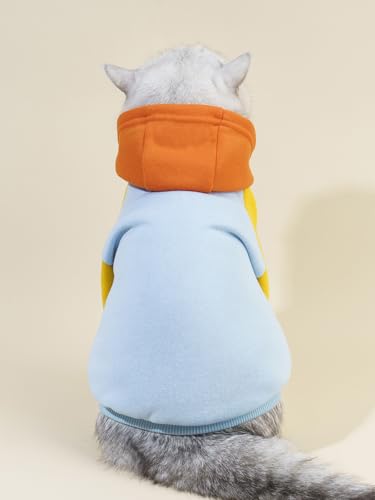 Basic Dog Hoodie Sweatshirt Puppy Sweater Warm Cat Costumes Pet Clothes for Chihuahua Puppy Kitten Small Medium Dogs Orange and Blue X (X-Small / Orange and Blue)