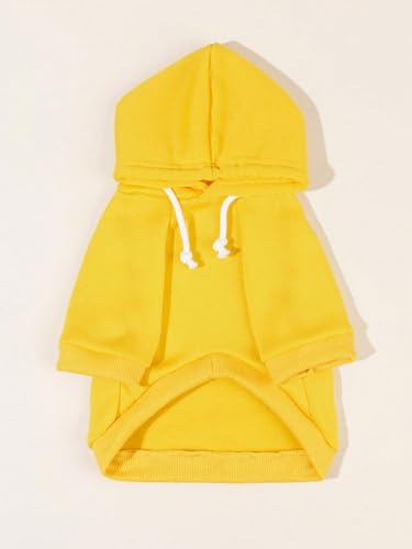 Basic Dog Hoodie Sweatshirt Puppy Sweater Warm Cat Costumes Pet Clothes for Chihuahua Puppy Kitten Small Medium Dogs Yellow Small (Small / Yellow)