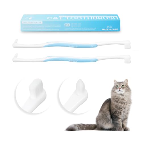 2 Pcs Dual Sided Cat Toothbrush with Micro Brush Head