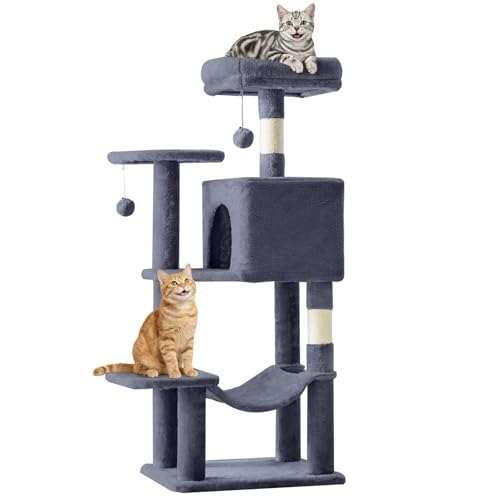 44 Inch Cat Tree Tower with Natural Sisal Scratching Posts (Dark Grey / 44 Inch)