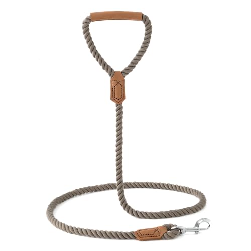 Dog Leash Braided Cotton Rope w (Grayish Camel / 48 Inch-1/2")