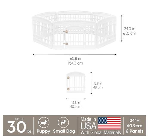 6 Panel Dog Playpen (6 Panel - 24" H / White)