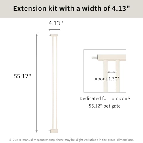 55.12" Extra Tall Pet Gate Extension Kit 4.13" Wide Cream (55.12" H-cream / 4.13" W, Extension)
