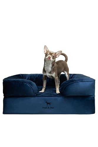 Dog Bed 28x23x11 Inch (Velvet - Navy Blue / Medium)