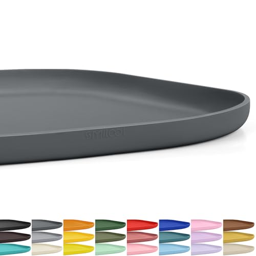 Waterproof Silicone Pet Food Mat with Raised Edge for Dog & Cat (Dark Grey / 12"L x 12"W)