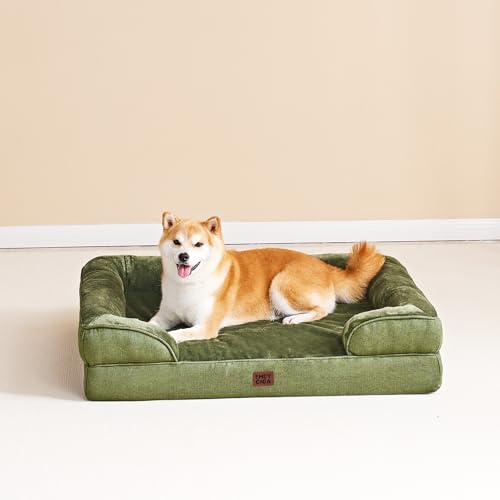 Orthopedic Dog Bed Medium Size Dog (Olive Green / 30.0"l X 20.0"w X 6.5"th)