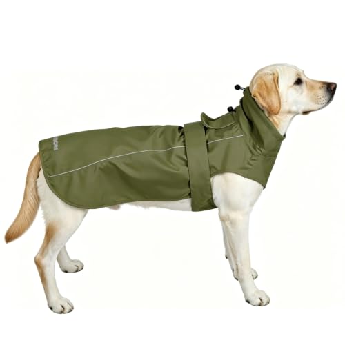 Adjustable Waterproof Dog Raincoat for Dogs (Army Green / XX-Large(55-77lb))