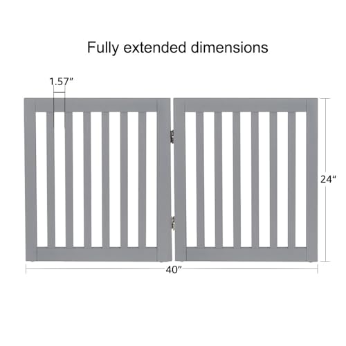 24”H Free Standing Pet Gate for Dog Cat (Gray / 40"W×24"H)