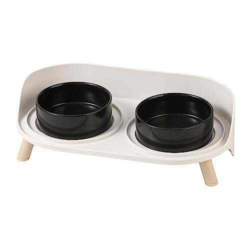 Raised Cat Food and Water Bowl Set (Black / Small)