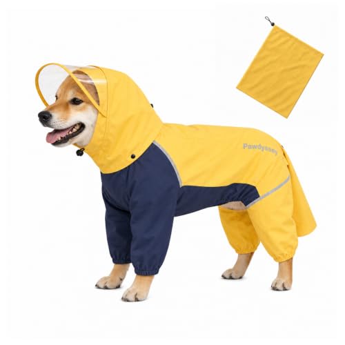 Full Body Dog Raincoat with Detachable Hood (Bright Yellow / Medium)