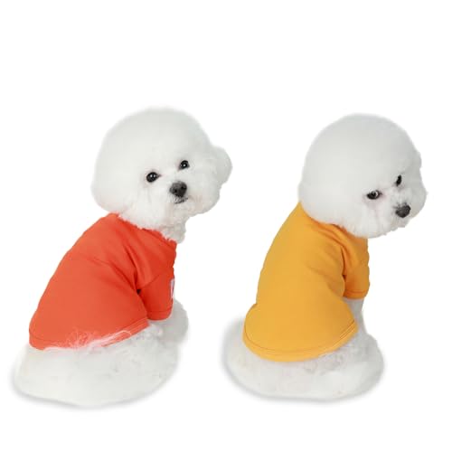 Dog Shirts Soft Plain Solid T (Yellow & Orange / XL-(15~24lb) | Chest(~20.8"))
