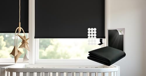 100% Blackout Curtains for Bedroom (Black / 57"W x 39"H)