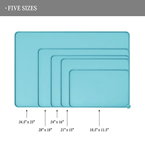 Silicone Pet Feeding Mat (Turquoise / 32" x 24")