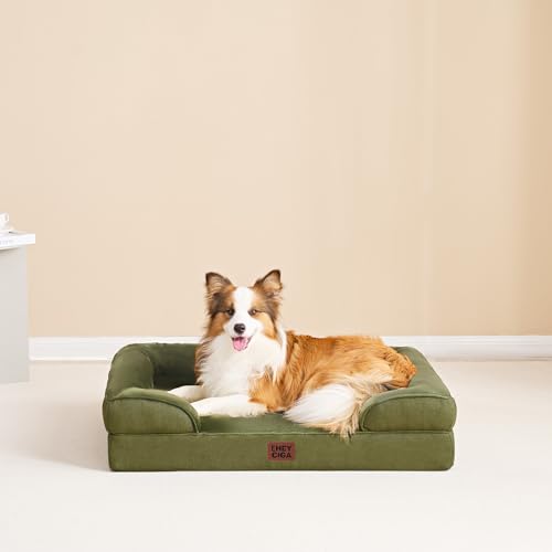 Orthopedic Dog Beds Large Sized Dog (Olive Green / 41.0"l X 27.0"w X 6.5"th)
