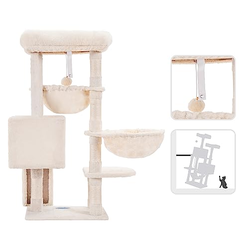 Cat Tree Tower with Large Bed (35.4 inch / Beige)