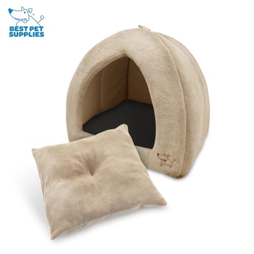 Cat Bed for Indoor Cat (Tan / 19" x 19" x H:19")