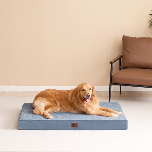 Orthopedic Dog Bed Extra Large with Removable Washable Cover (50*36*4 inches / Spa Blue)