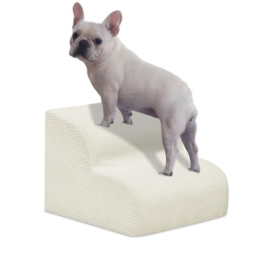 2 Step Dog Stairs Pet Ramp for High Beds (Beige / 2-Step 11.8"H)