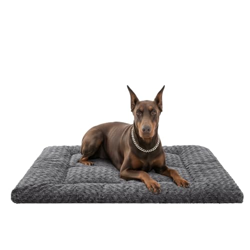Washable Dog Bed Mat Large Size Fluffy Pet Crate Pad 53x36 XXL (Grey / 53.00" x 36.00" x 1.50")