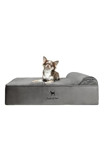 Dog Bed 28x23x7.5 Inch (Velvet - Grey / Medium)