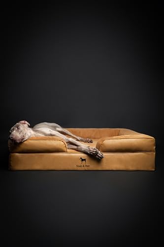 XL Dog Bed 45x35x11 Inch (Vegan Leather - Camel / X-Large)